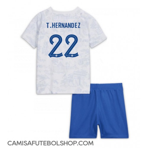 Camisa de time de futebol França Theo Hernandez #22 Replicas 2º Equipamento Infantil Mundo 2022 Manga Curta (+ Calças curtas)